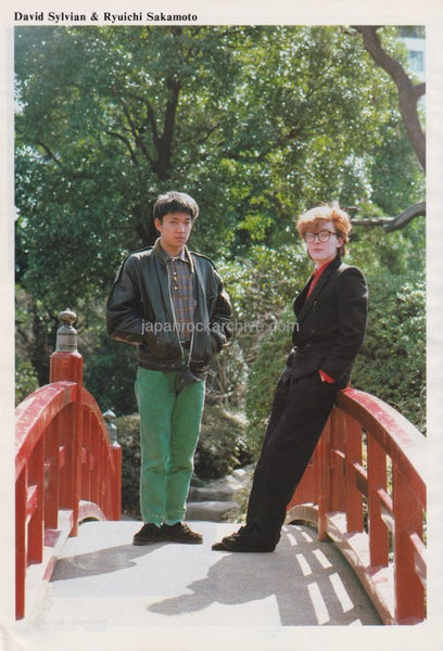 Ryuichi Sakamoto & David Sylvian 1983/04 Japanese music press cutting  clipping - 2 page photo spread / pinup - in Japan