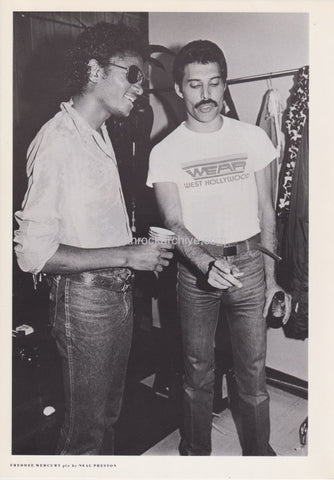 Freddie Mercury & Michael Jackson 1982/03 Japanese music press cutting clipping - photo pinup - Queen