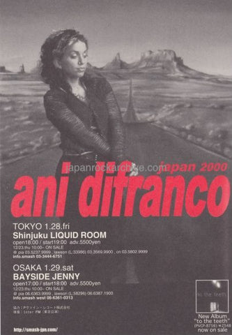 Ani Difranco 2000 Japan tour concert gig flyer handbill