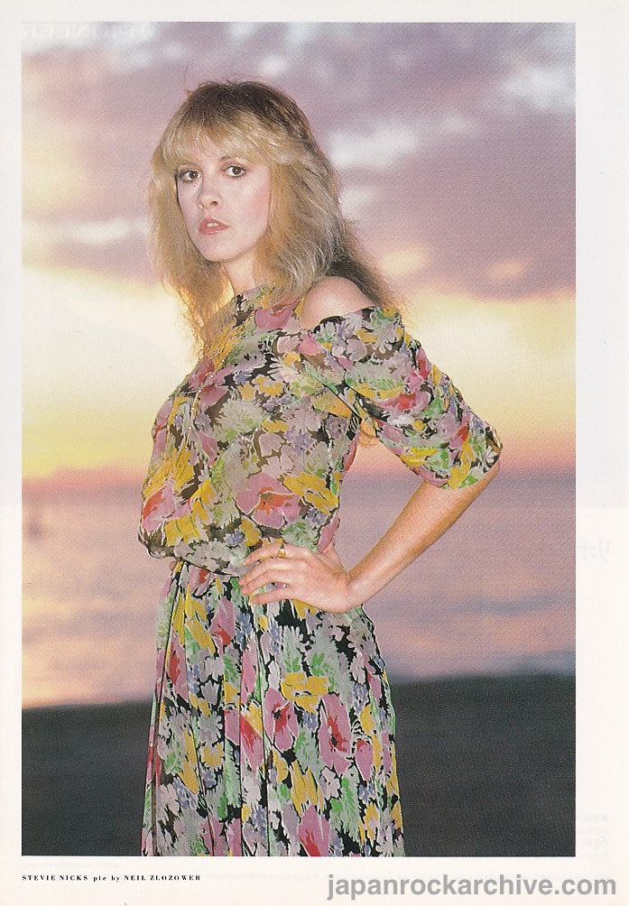 Fleetwood Mac 1982/05 Japanese music press cutting clipping - photo pinup - stevie nicks in flower print dress